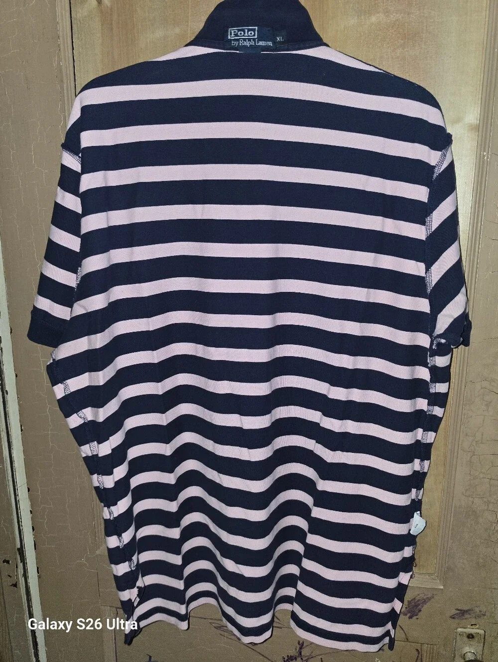 Ralph Lauren Navy & Light Pink Striped Polo Shirt